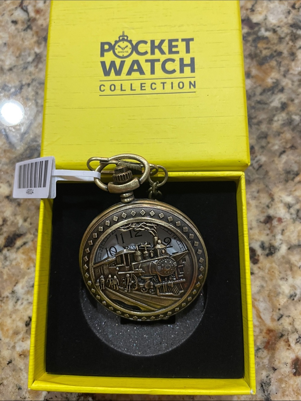 Invicta Brass-Tone Train Pocket Watch